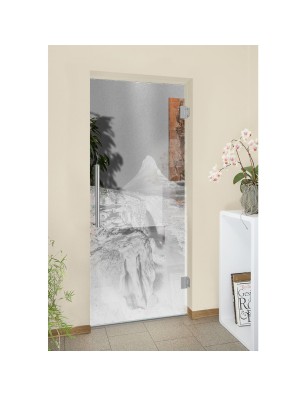 Pendeltür Berg Gelasert Auf Klarglas