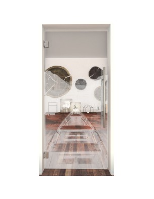 Pendeltür Boot Gelasert Auf Klarglas