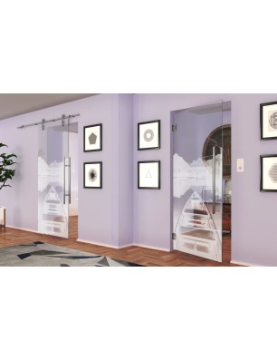 Pendeltür Boot Gelasert Auf Klarglas