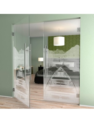 Pendeltür Boot Gelasert Auf Klarglas