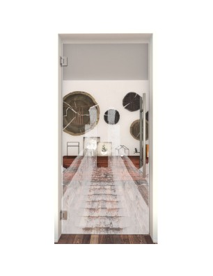 Pendeltür Treppe Gelasert Auf Klarglas