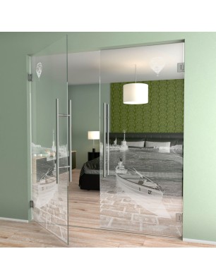 Pendeltür Boot 4 Gelasert Auf Klarglas