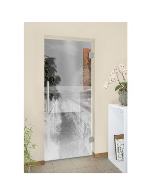 Pendeltür Steg III Gelasert Auf Klarglas