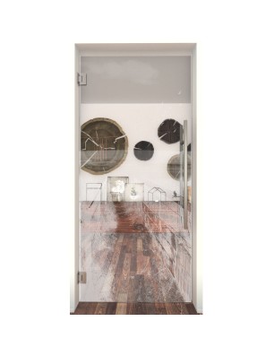 Pendeltür Steg III Gelasert Auf Klarglas