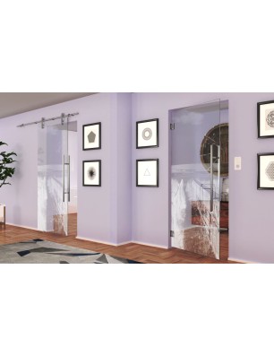 Pendeltür Steg III Gelasert Auf Klarglas