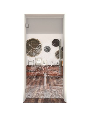 Pendeltür Baum Gelasert Auf Klarglas