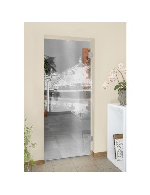 Pendeltür Pagode Gelasert Auf Klarglas