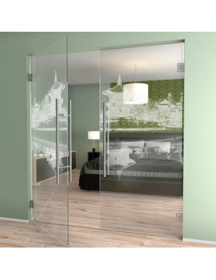 Pendeltür Pagode Gelasert Auf Klarglas