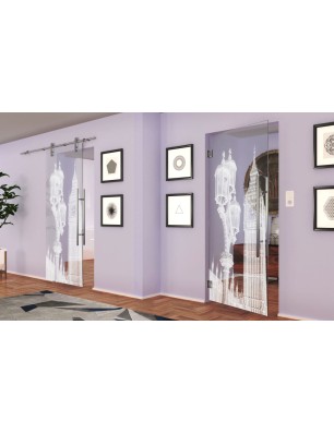 Pendeltür Big Ben Gelasert Auf Klarglas