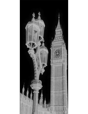 Pendeltür Big Ben Gelasert Auf Klarglas