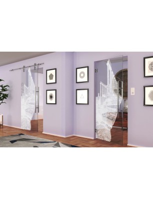 Pendeltür Greece Gelasert Auf Klarglas