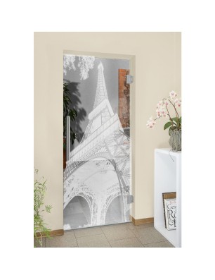 Pendeltür Eifelturm 3 Gelasert Auf Klarglas