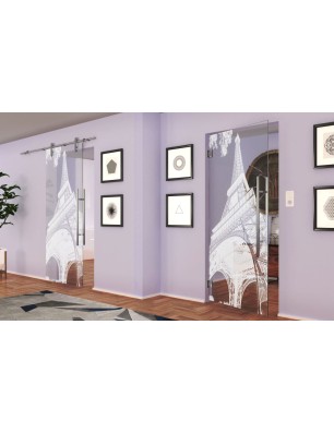 Pendeltür Eifelturm 3 Gelasert Auf Klarglas