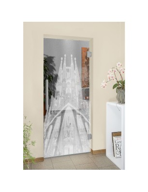 Pendeltür Barcelona Gelasert Auf Klarglas