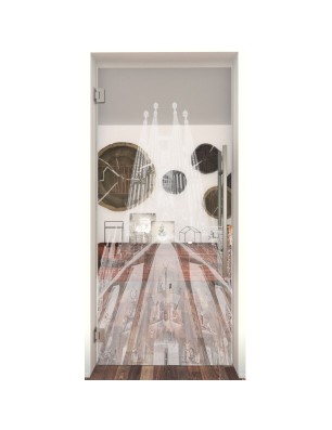 Pendeltür Barcelona Gelasert Auf Klarglas