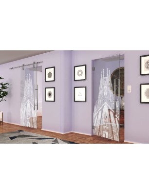 Pendeltür Barcelona Gelasert Auf Klarglas