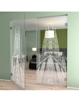 Pendeltür Barcelona Gelasert Auf Klarglas