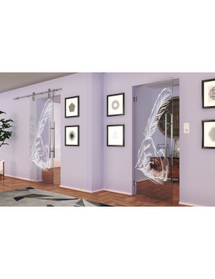 Pendeltür Sign Gelasert Auf Klarglas