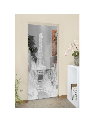 Pendeltür Eifelturm 4 Gelasert Auf Klarglas