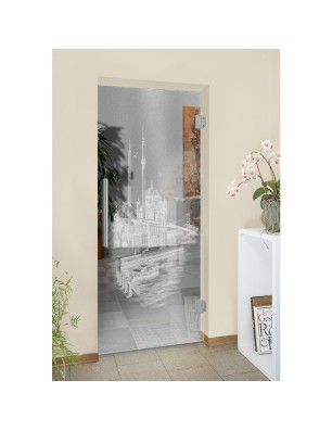 Pendeltür Istanbul Gelasert Auf Klarglas