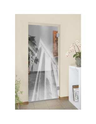 Pendeltür Bank Gelasert Auf Klarglas