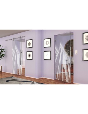 Pendeltür Bank Gelasert Auf Klarglas