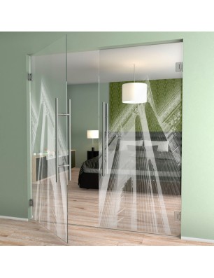 Pendeltür Bank Gelasert Auf Klarglas