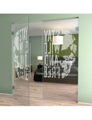 Pendeltür Wild and Free Gelasert Auf Klarglas