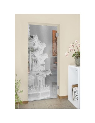 Pendeltür Pagode II Gelasert Auf Klarglas