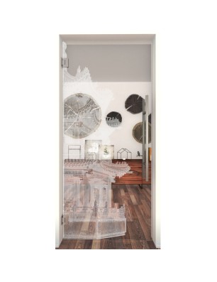 Pendeltür Pagode II Gelasert Auf Klarglas