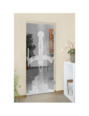 Pendeltür Excalibur Gelasert Auf Klarglas