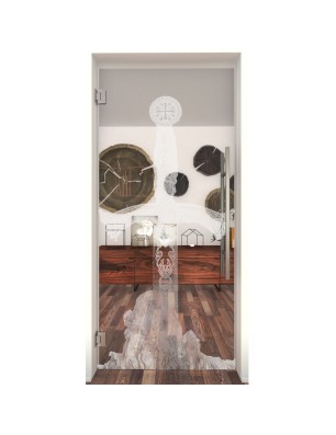 Pendeltür Excalibur Gelasert Auf Klarglas