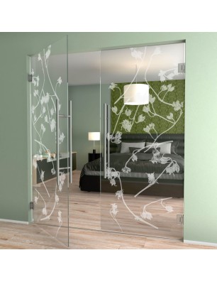 Pendeltür Äste Gelasert Auf Klarglas