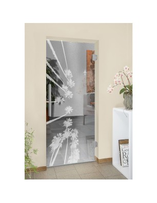 Pendeltür California Gelasert Auf Klarglas