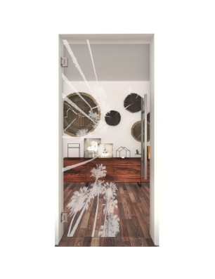 Pendeltür California Gelasert Auf Klarglas