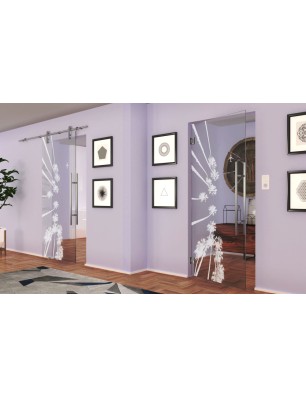 Pendeltür California Gelasert Auf Klarglas