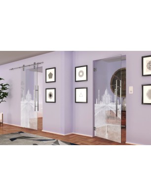 Pendeltür Tac Mahal Gelasert Auf Klarglas