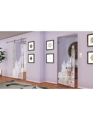 Pendeltür Moskau Gelasert Auf Klarglas