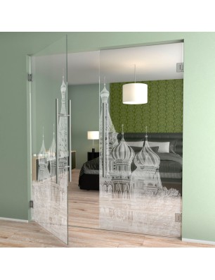 Pendeltür Moskau Gelasert Auf Klarglas