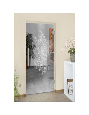 Pendeltür Florale Kunst Gelasert Auf Klarglas