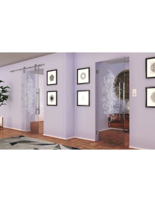 Pendeltür Florale Kunst Gelasert Auf Klarglas