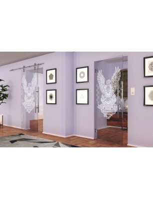 Pendeltür Biker Gelasert Auf Klarglas