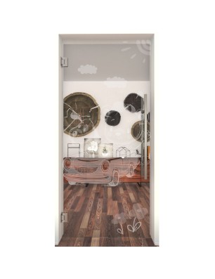 Pendeltür kids car Gelasert Auf Klarglas