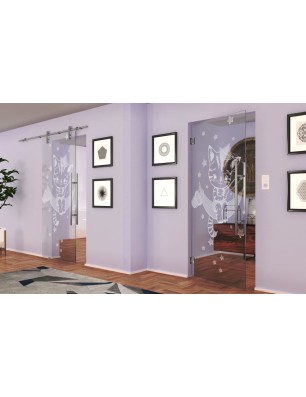 Pendeltür kids moon Gelasert Auf Klarglas