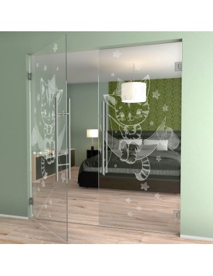 Pendeltür kids moon Gelasert Auf Klarglas