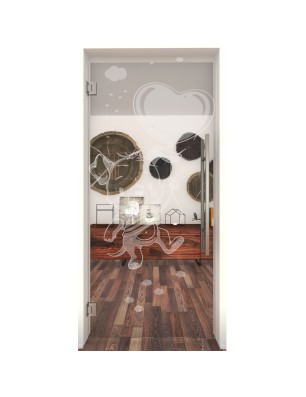 Pendeltür kids baloon Gelasert Auf Klarglas