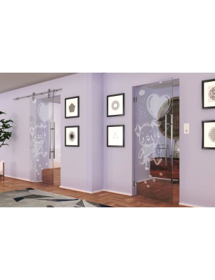 Pendeltür kids baloon Gelasert Auf Klarglas