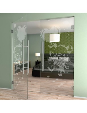 Pendeltür kids baloon Gelasert Auf Klarglas