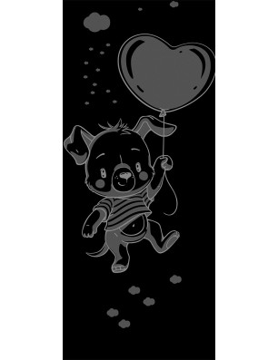 Pendeltür kids baloon Gelasert Auf Klarglas