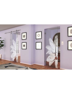 Pendeltür Blume 2 Gelasert Auf Klarglas